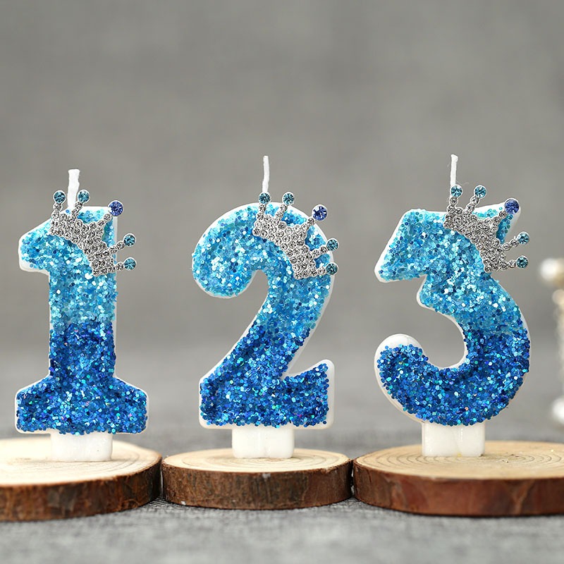Candle Supplies In - 창의적인 공작새 블루 크라운 디지털 생일