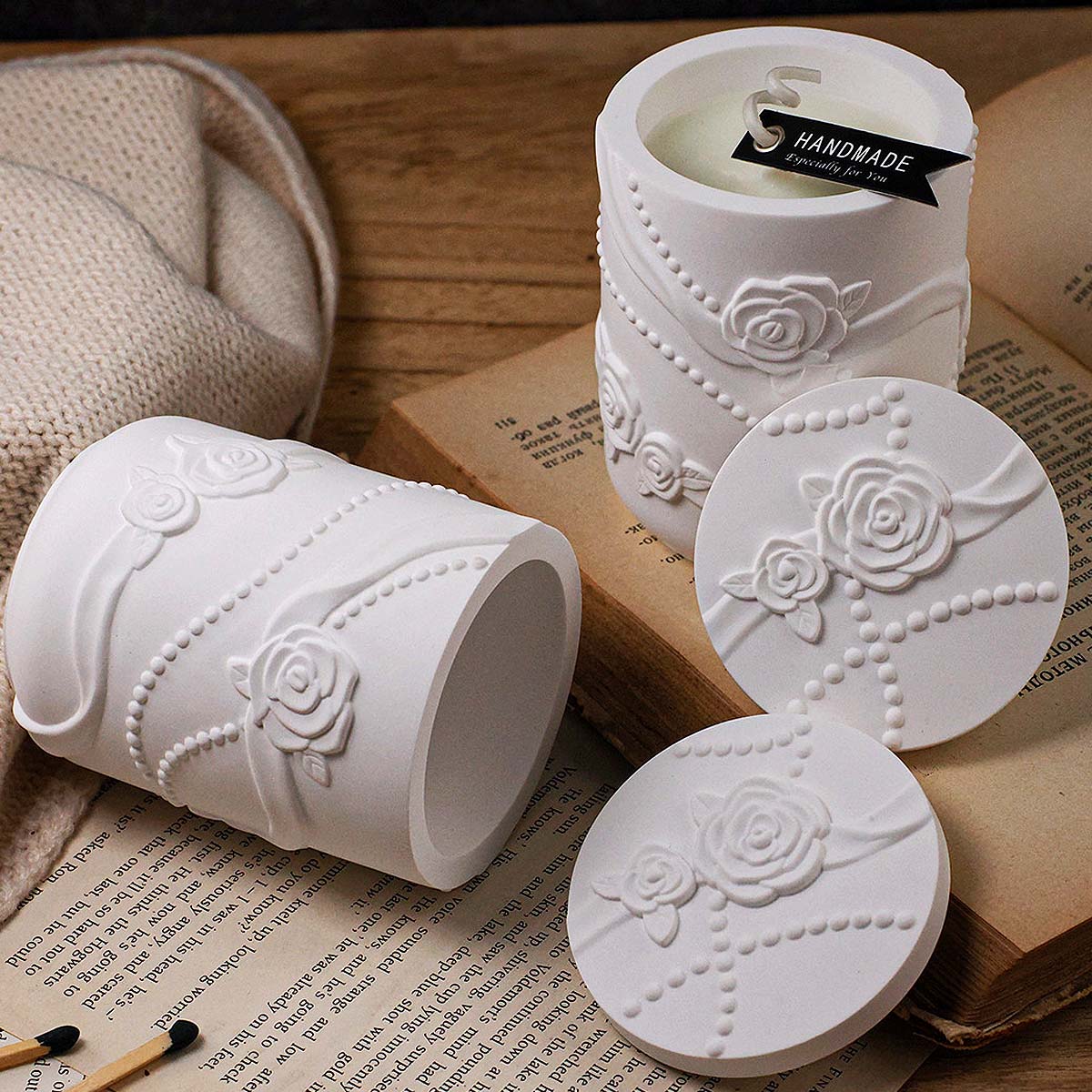 Candle Making Supplies Jars - 콘크리트 꽃 모양 캔들 용기 실리콘