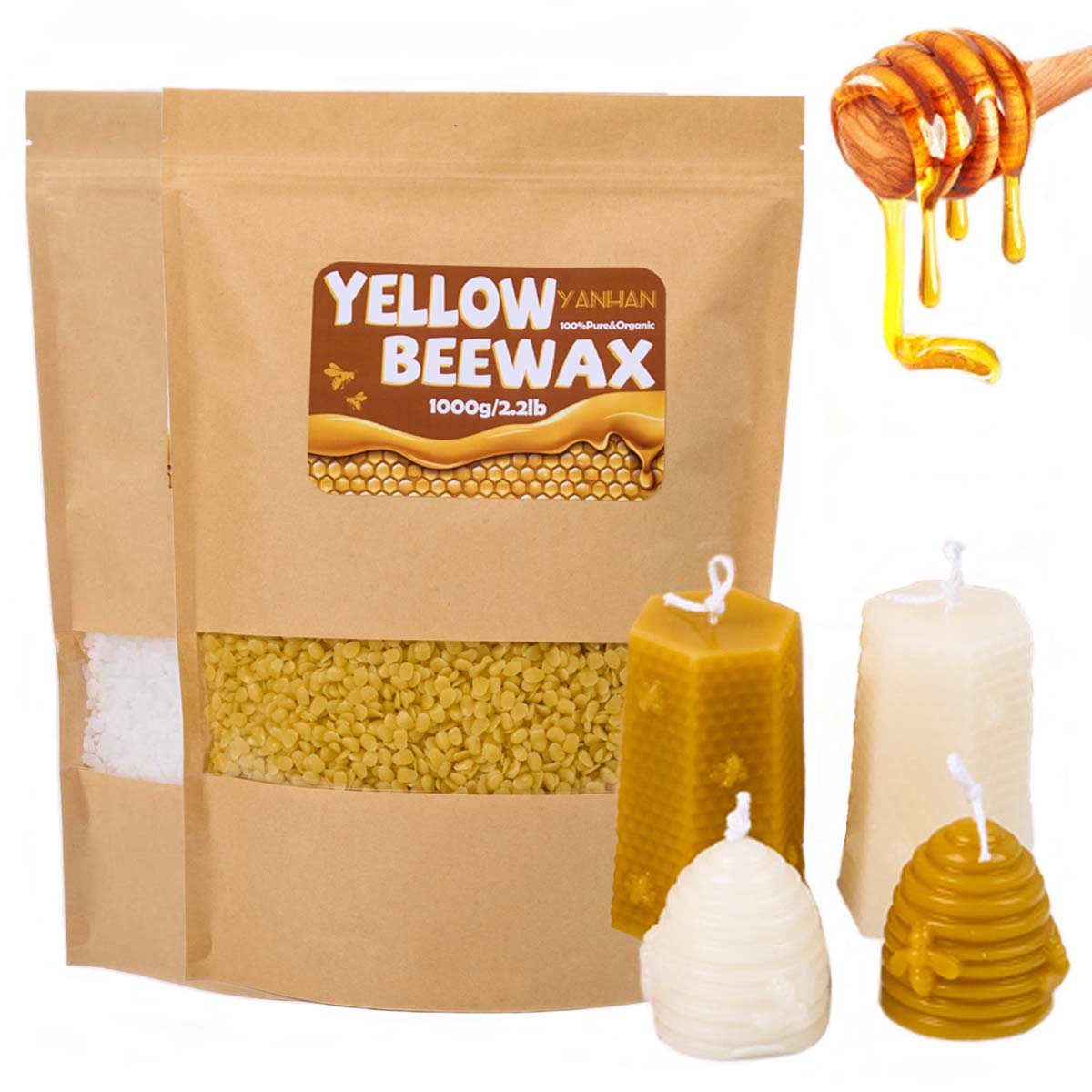 Candle Supplies Beeswax - 1000g 순수 천연 세분화 된 흰색