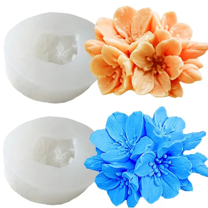 Candle Fragrance Supplies - 2개 실리콘 몰드 세트, 벚꽃 디자인,