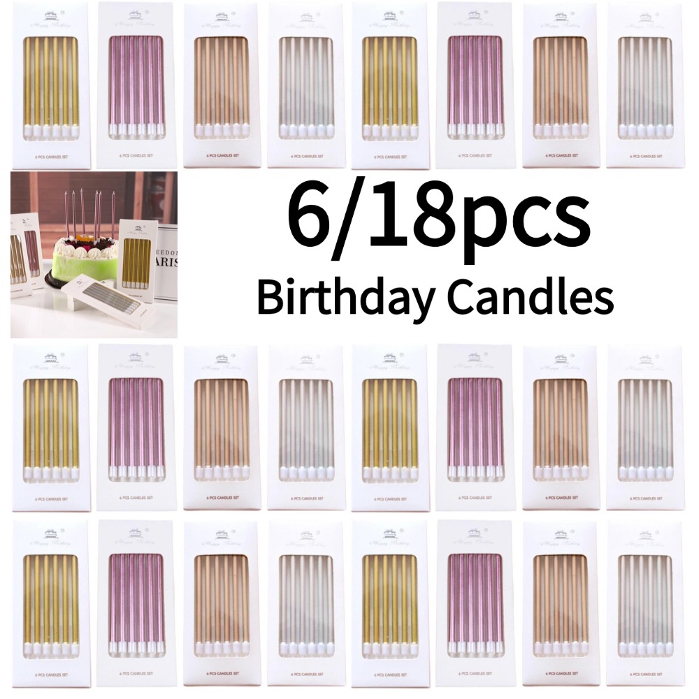 6/18개 메탈 골드 실버 생일 캔들 DIY 컬러풀 케 - Candle Supplies In 리뷰 및 가격