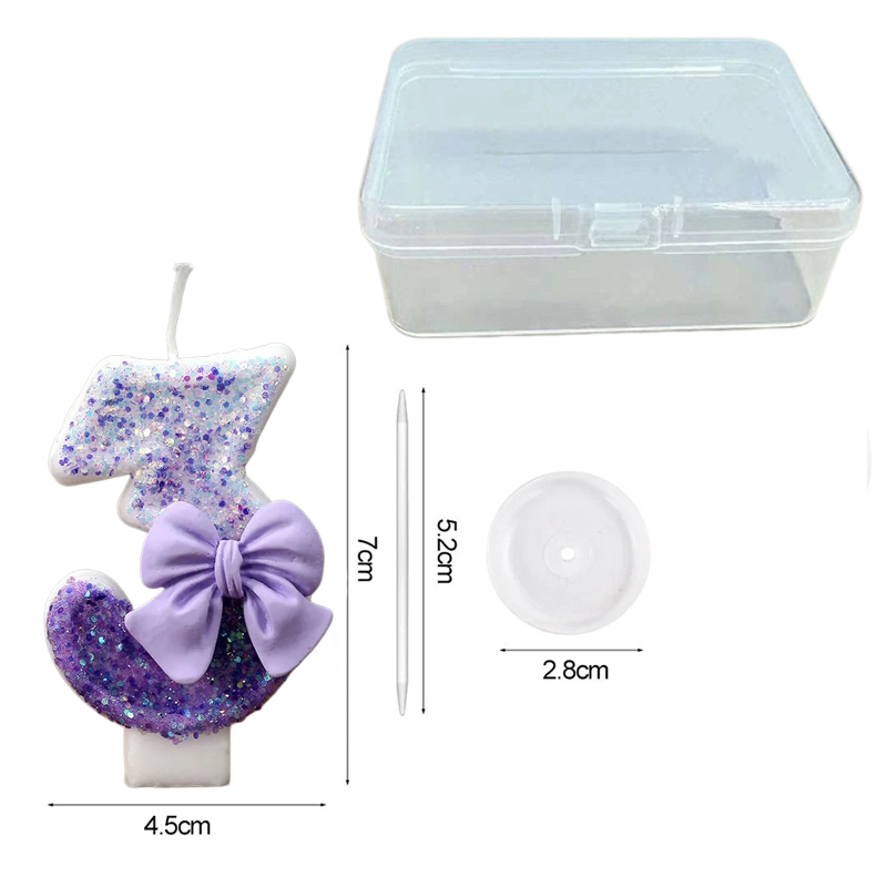 창의적인 글리터 그라데이션 퍼플 리본 0-9 디지털 생 - Candle Supplies In 리뷰 및 가격