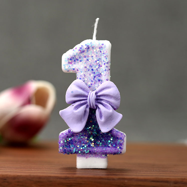 창의적인 글리터 그라데이션 퍼플 리본 0-9 디지털 생 - Candle Supplies In 리뷰 및 가격