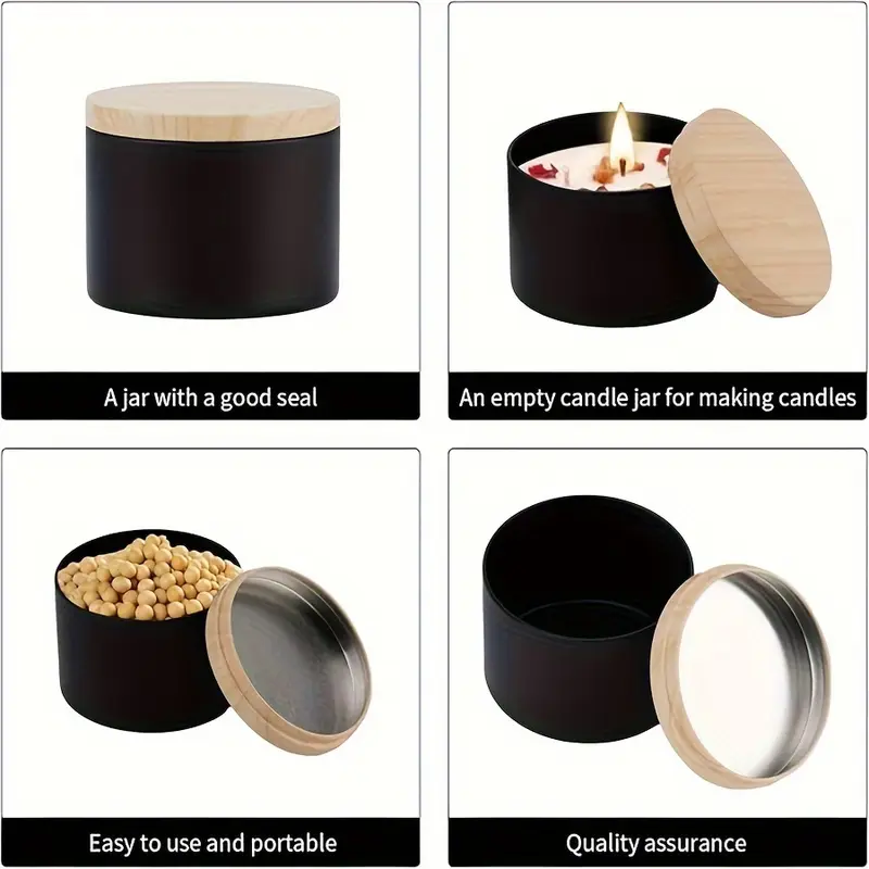 뚜껑이 달린 무광 블랙/화이트 캔들 항아리, 빈 금속  - Candle Vessel Supplies 리뷰 및 가격
