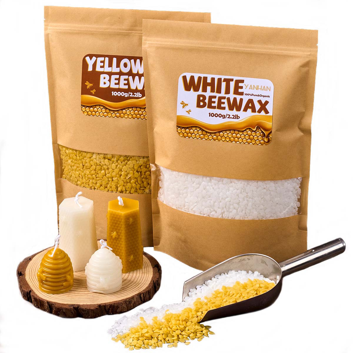 1000g 순수 천연 세분화 된 흰색 노란색 밀랍 DI - Candle Supplies Beeswax 리뷰 및 가격