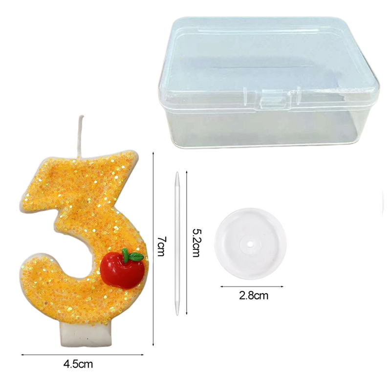 빨간 사과 모양의 신선한 노란색 디지털 생일 양초 -  - Candle Supplies In 리뷰 및 가격