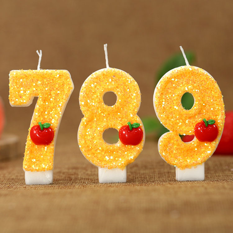 빨간 사과 모양의 신선한 노란색 디지털 생일 양초 -  - Candle Supplies In 리뷰 및 가격