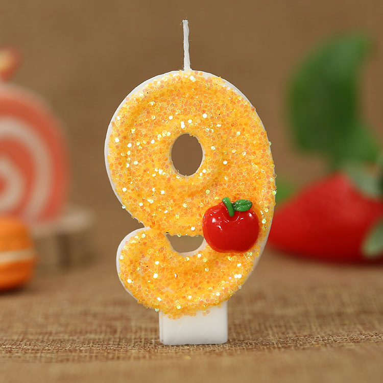 빨간 사과 모양의 신선한 노란색 디지털 생일 양초 -  - Candle Supplies In 리뷰 및 가격