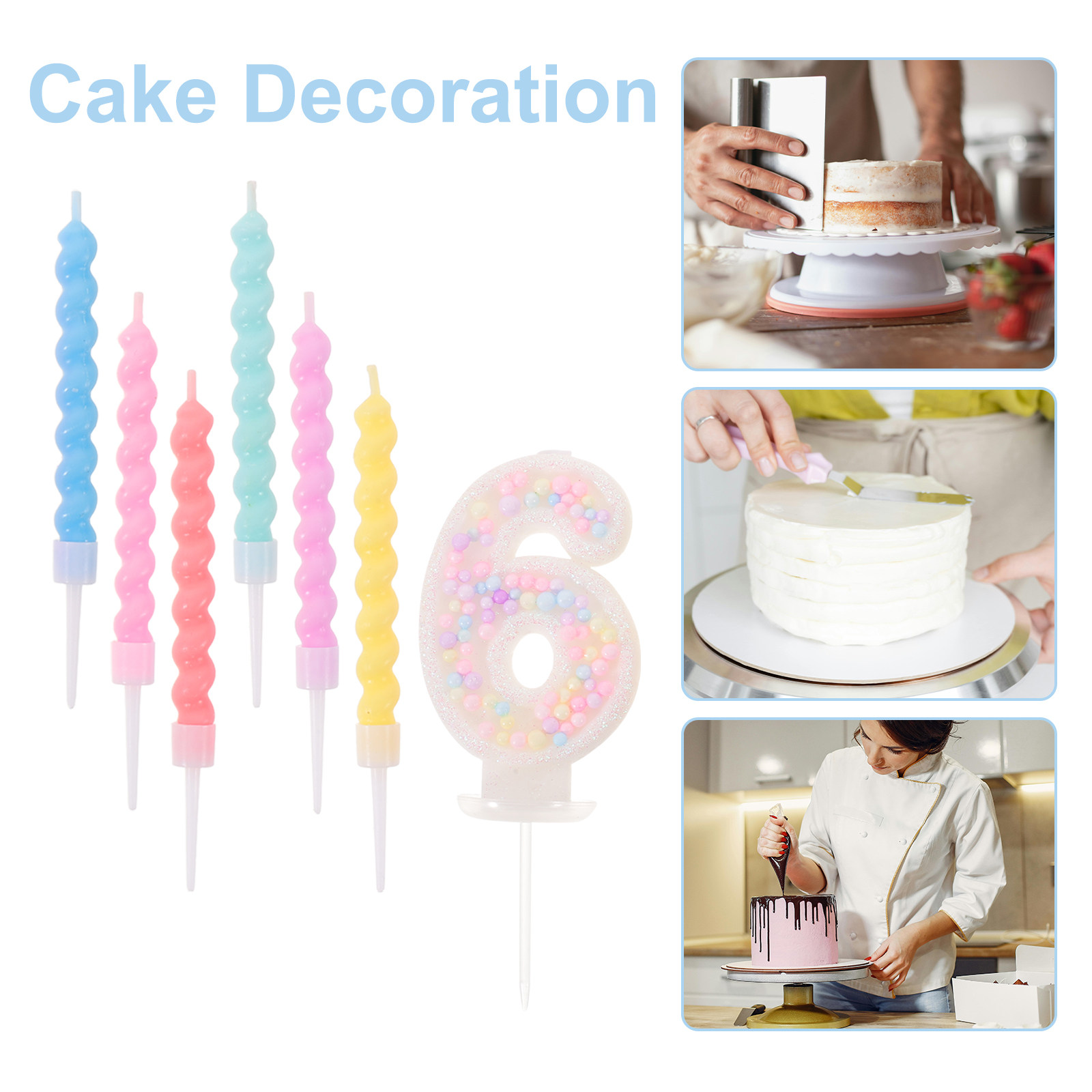 13개의 다채로운 스파이럴 생일 양초 마카롱 파스텔 숫 - Candle Supplies In 리뷰 및 가격