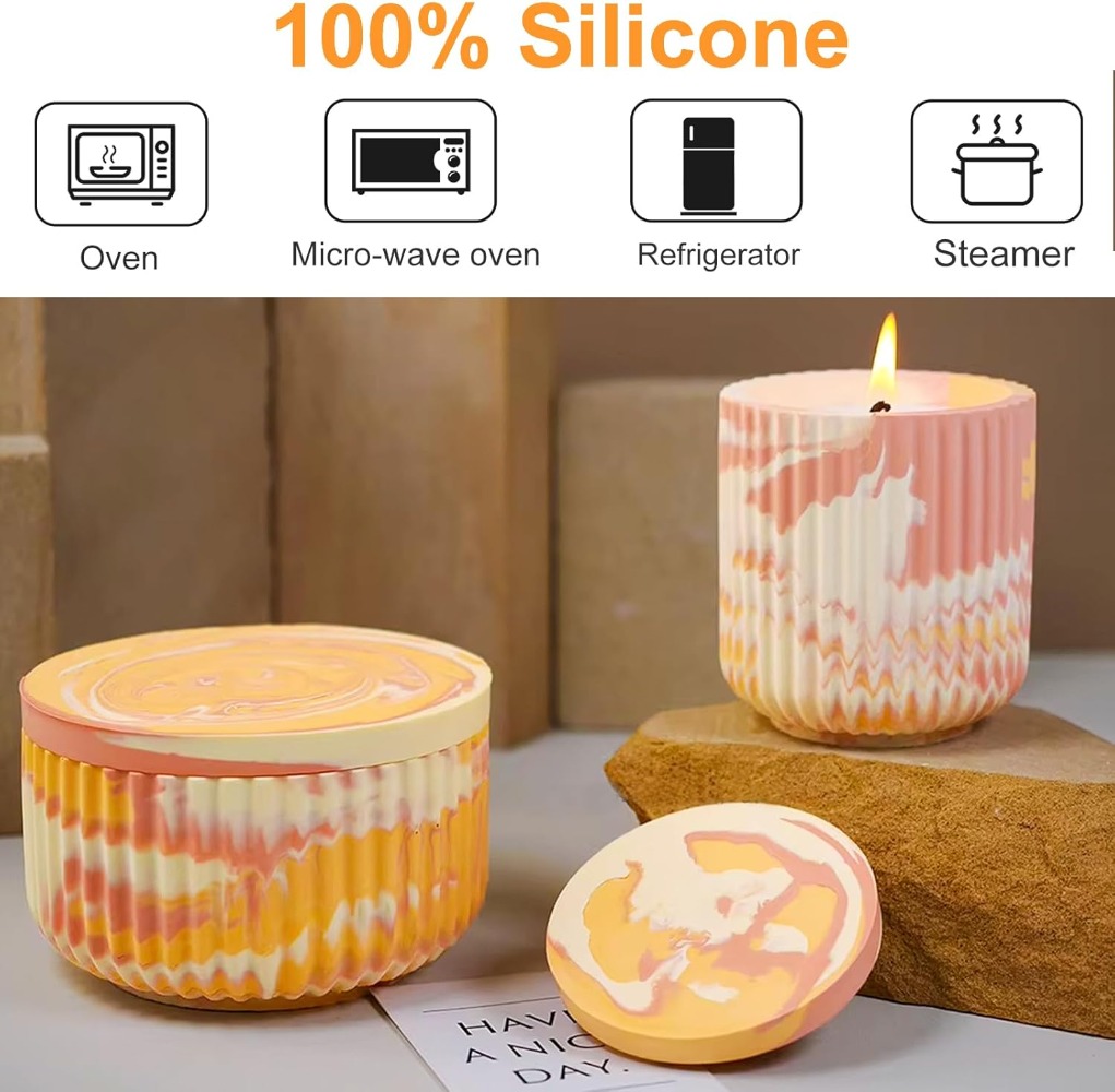 뚜껑이있는 줄무늬 라운드 콘크리트 양초 항아리에 대한  - Candle Vessel Supplies 리뷰 및 가격