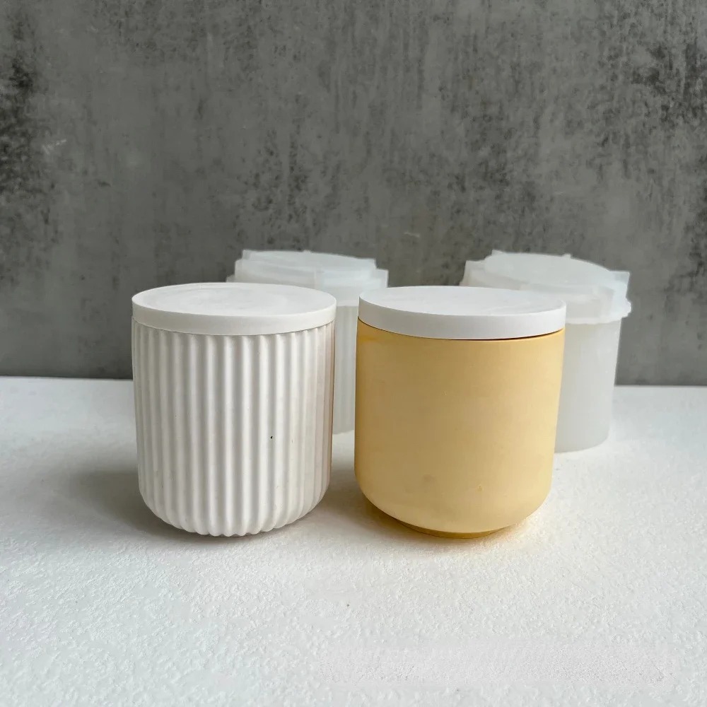 뚜껑이있는 줄무늬 라운드 콘크리트 양초 항아리에 대한  - Candle Vessel Supplies 리뷰 및 가격